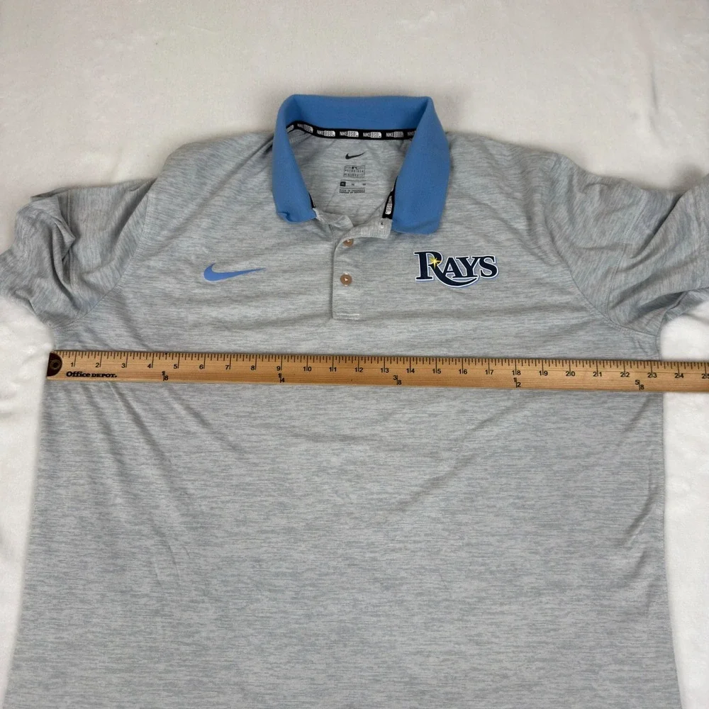 Nike Tampa Bay Rays MLB Polo Shirt Mens XL Gray Blue Heathered Performance Top